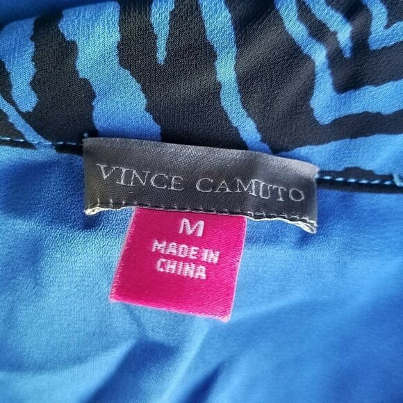 Vince Camuto Metro Blue Stripe Short Sleeve Blouse Women's. Size Medium. NWT - Picture 12 of 12